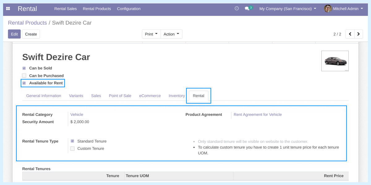 Odoo Rental Sale Management Odoo Rental Sale Management