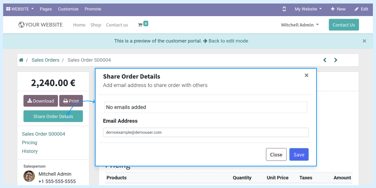 Odoo Share Website Order With Others