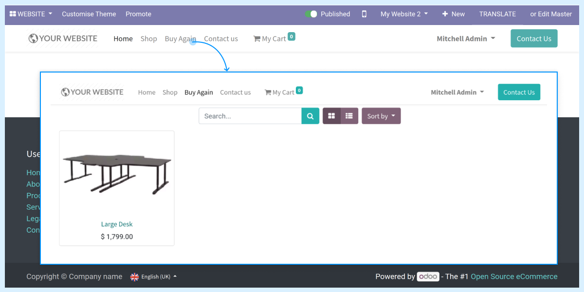 Odoo Website Buy Again