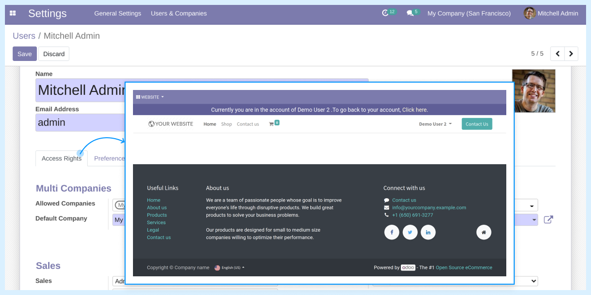 Odoo Website Portal Account Access