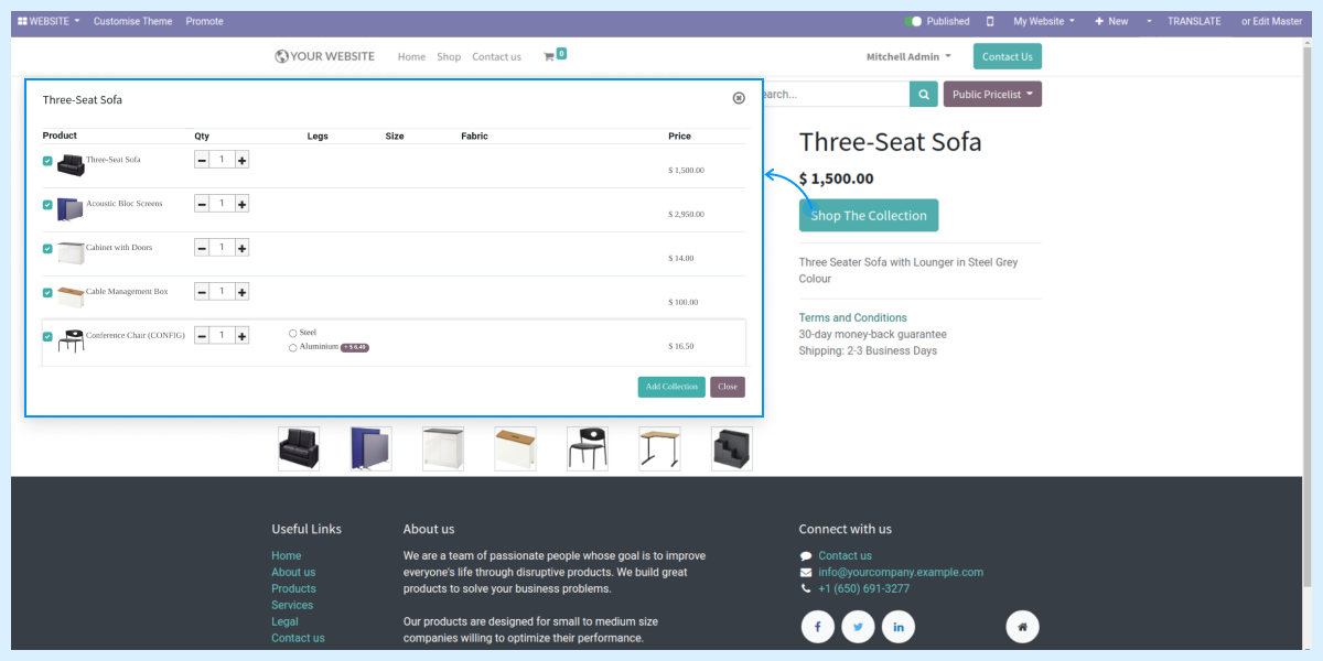 Odoo Website Product Collection