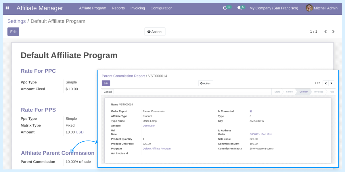 Odoo Affiliate Management